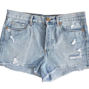 Blank NYC Distressed Frayed Button Fly High Rise Cut Off Jean Shorts Size 30